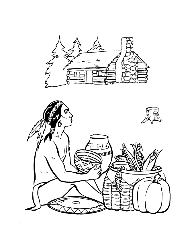 Pilgrim thanksgiving coloring page sheets