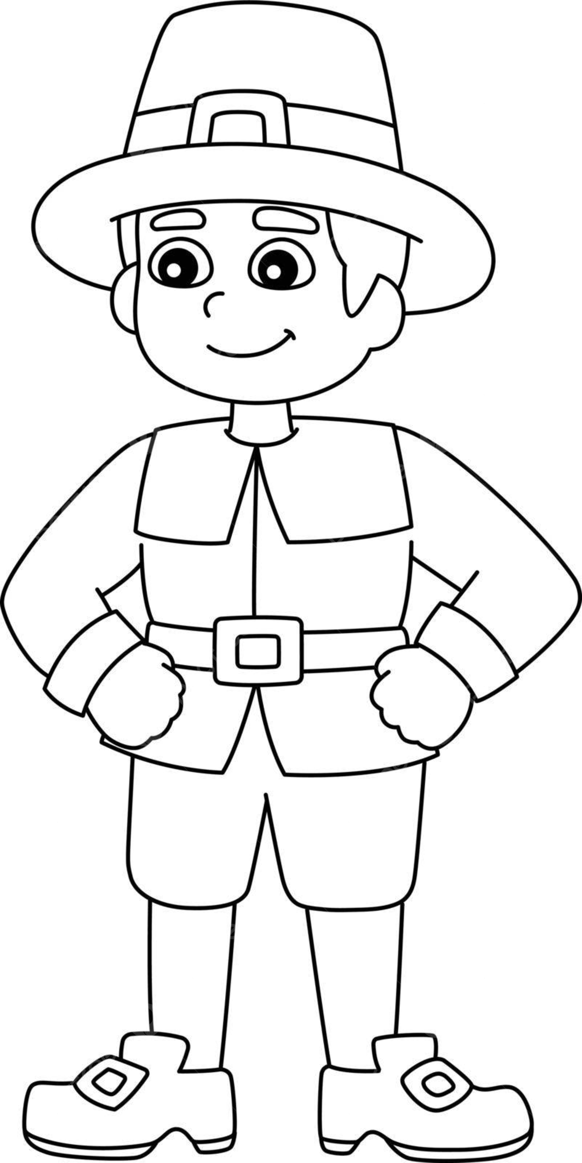 Thanksgiving pilgrim boy isolated coloring page hat coloring page grapc vector hat coloring page grapc png and vector with transparent background for free download