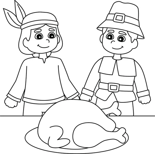 Thanksgiving pilgrim native american boy coloring stock vector by yayimages