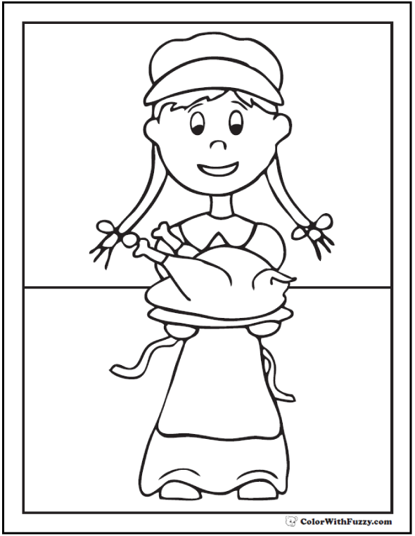 Thanksgiving pilgrim coloring picture