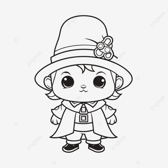 Cute pilgrim cartoon printable for adults outline sketch drawing vector car drawing cartoon drawing wing drawing png and vector with transparent background for free download