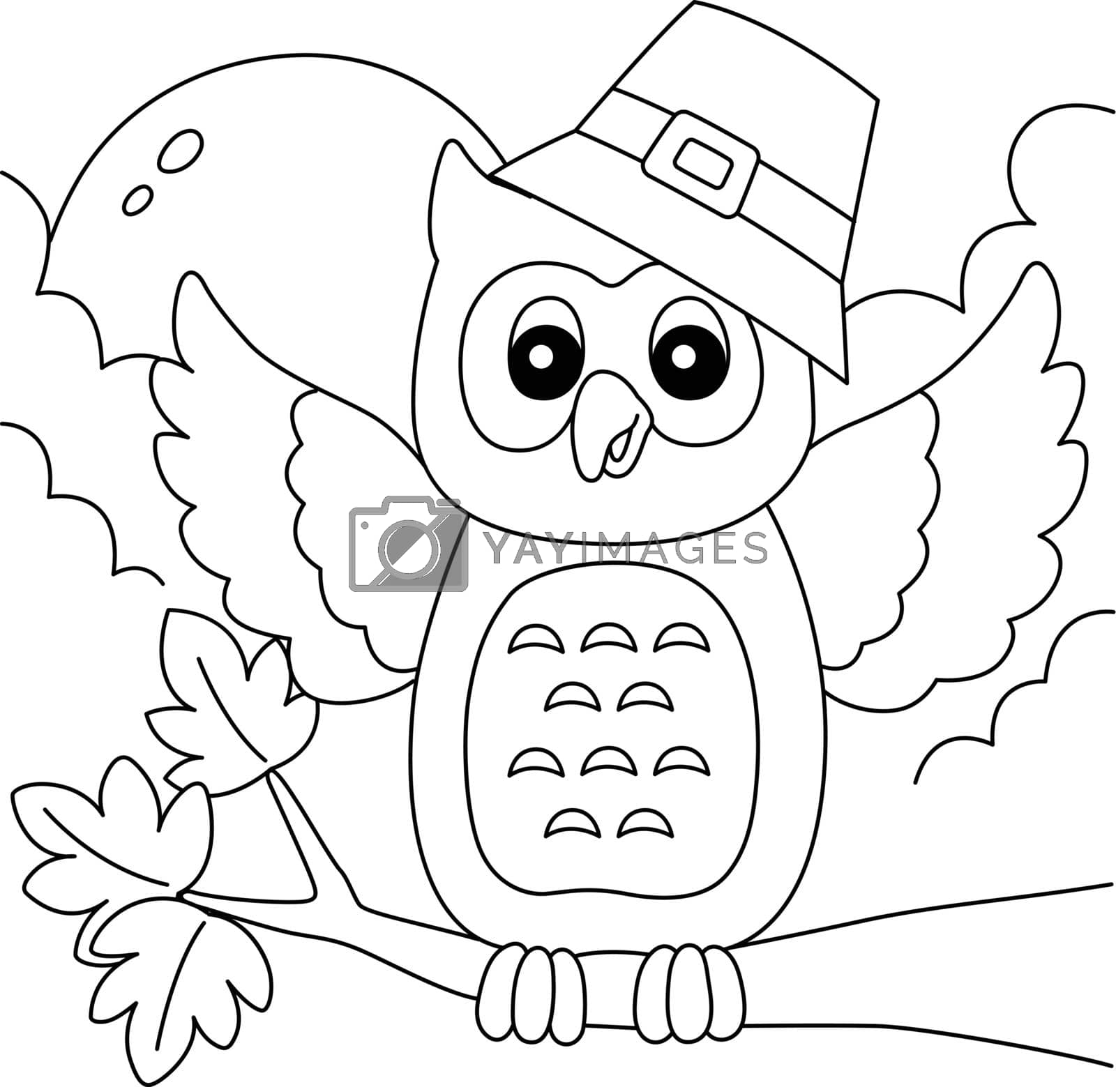 Thanksgiving owl with pilgrim hat coloring page by abbydesign vectors illustrations with unlimited downloads