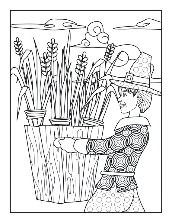 Pilgrim coloring pages for adults printable coloring page instant download pdf