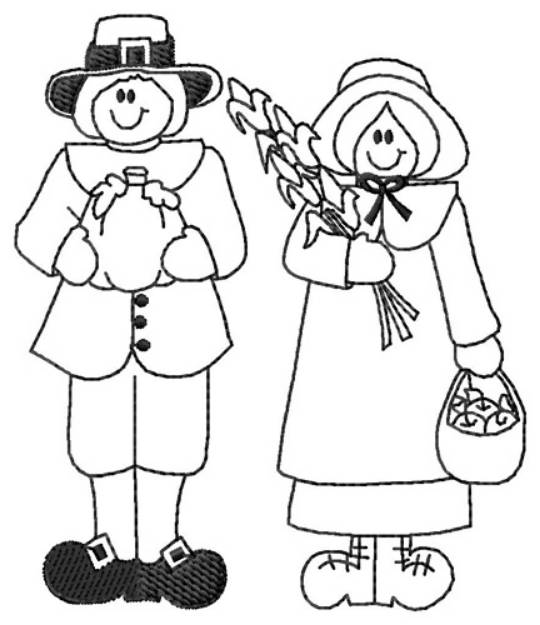 Pilgrim couple machine embroidery design embroidery library at