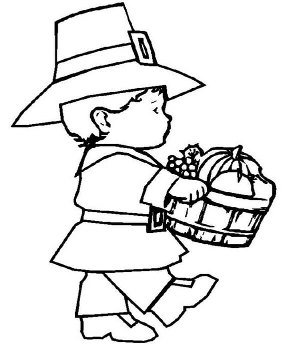 Free easy to print pilgrim coloring pages