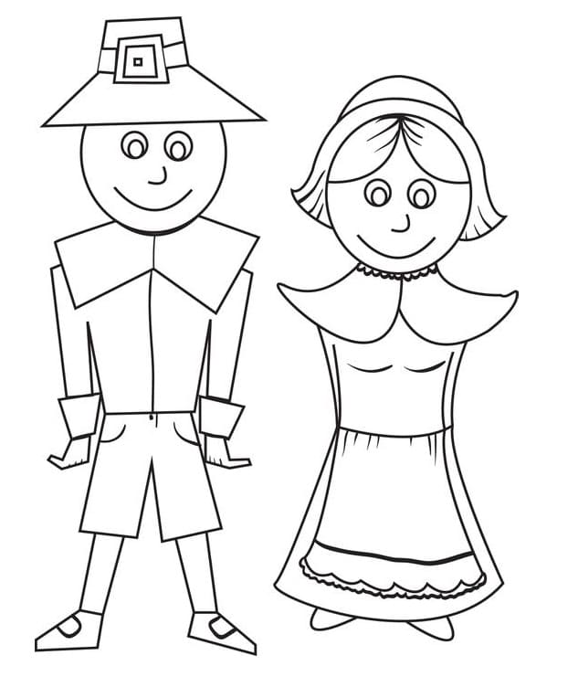 Pilgrim couple coloring page