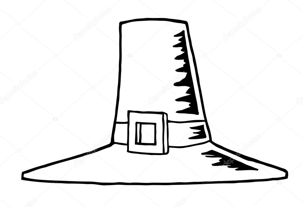 Coloring page outline tall pilgrim hat buckle stock photo by hittoon