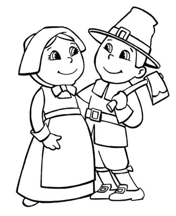 Free easy to print pilgrim coloring pages