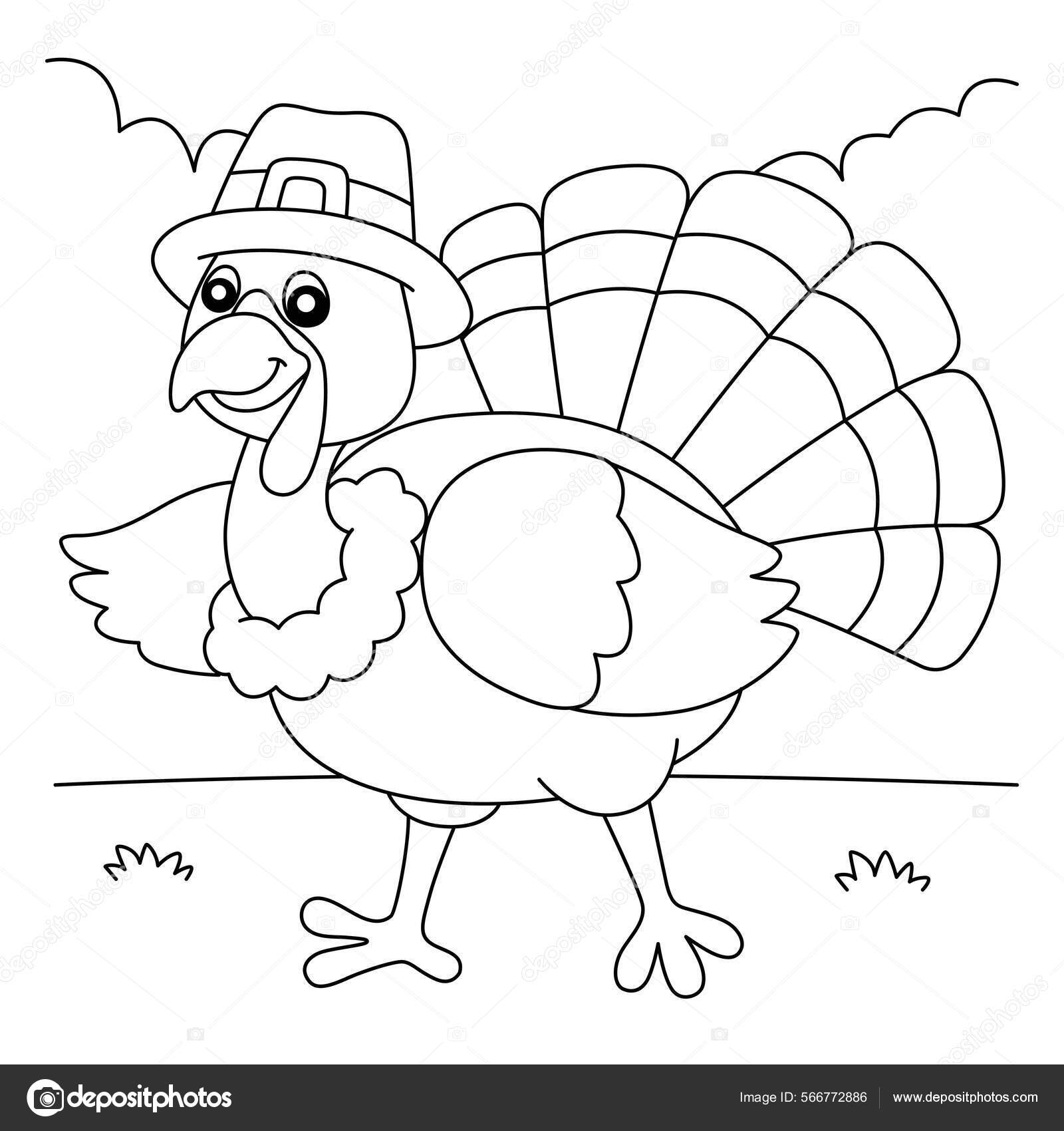 Thanksgiving turkey pilgrim hat coloring page vektor av abbydesign