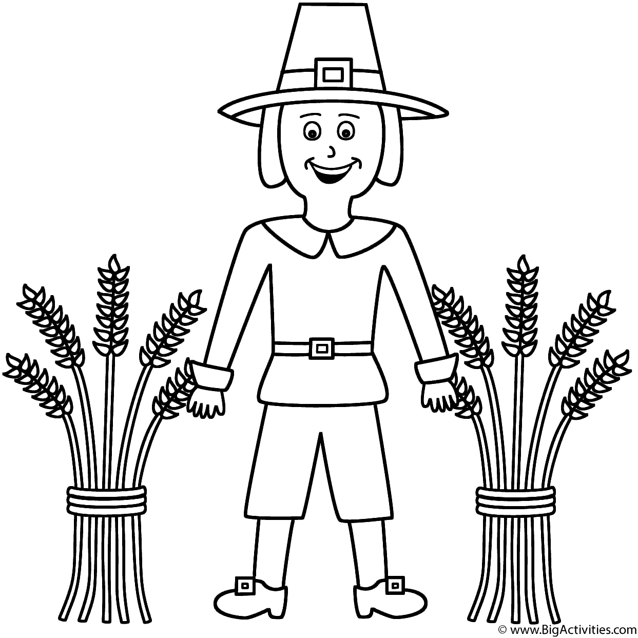 Pilgrim with wheat sheaves