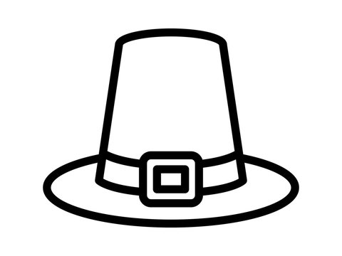 Pilgrim hat on thanksgiving or capotain line art icon for apps and websites vector