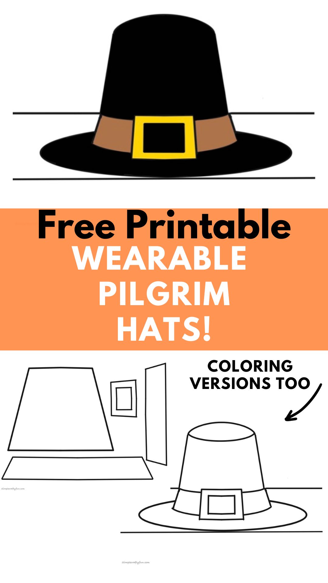 Free printable pilgrim hat for kids