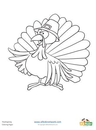 Turkey with pilgrim hat coloring page all kids network