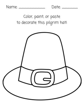 Color paint paste pilgrim hat art activity by semperviren heights