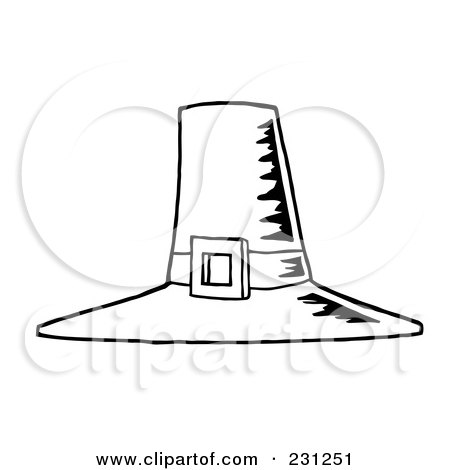 Coloring page outline of a tall pilgrim hat with a buckle posters art prints by