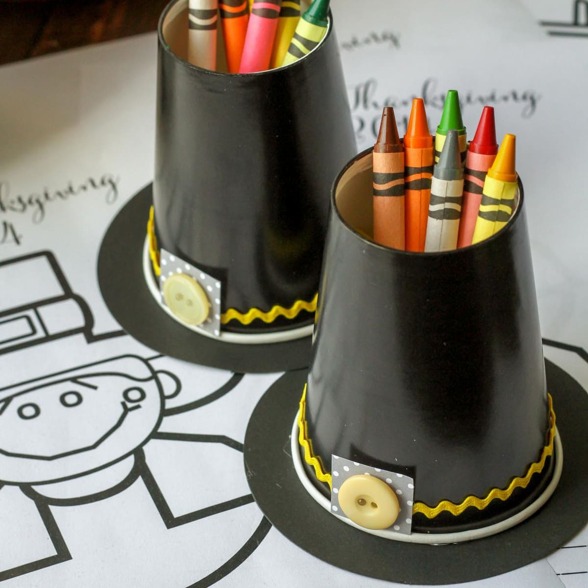 Pilgrim hat crayon cups â lets diy it all â with kritsyn merkley