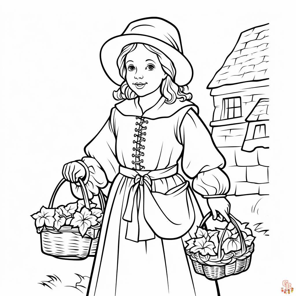 Printable pilgrim coloring pages free for kids and adults