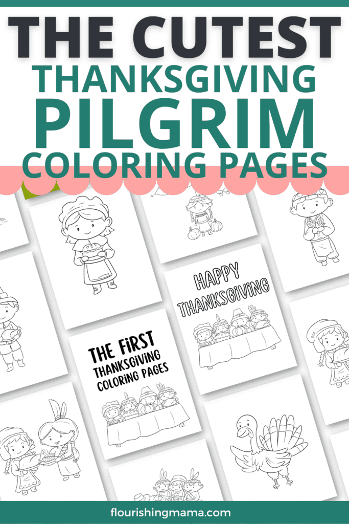 Cute thanksgiving pilgrim coloring pages for kids free printable