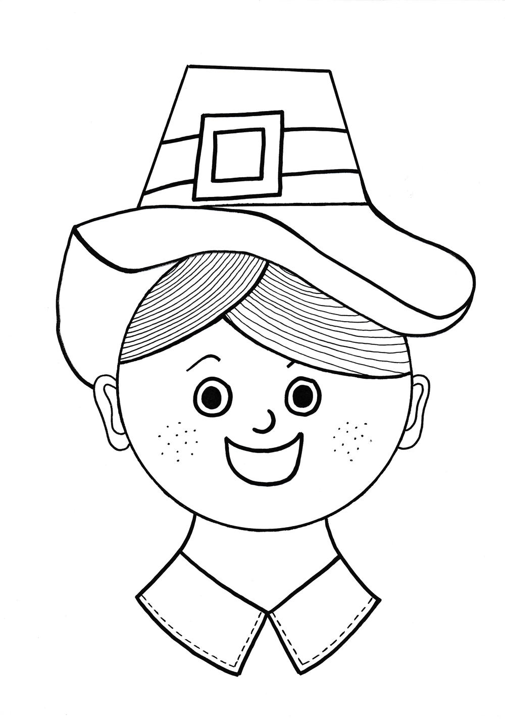 Thanksgiving pilgrim coloring page