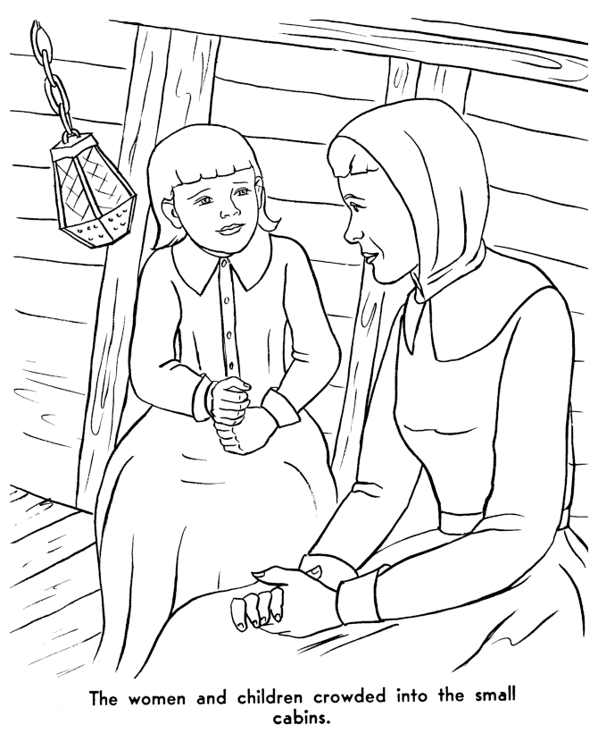 Pilgrims first thanksgiving coloring page