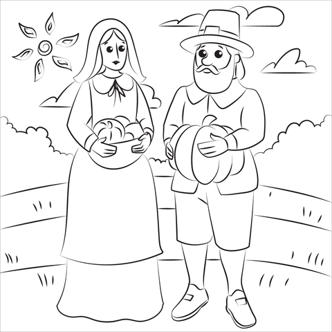 Pilgrim couple coloring page free printable coloring pages