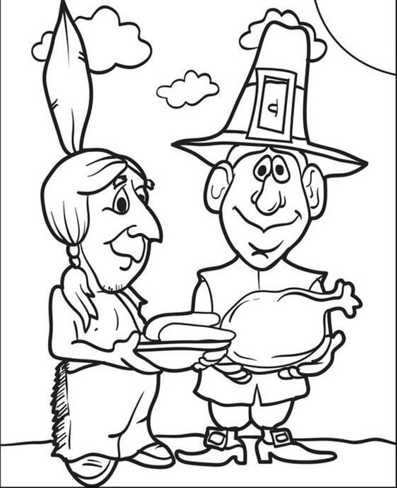 Free easy to print pilgrim coloring pages