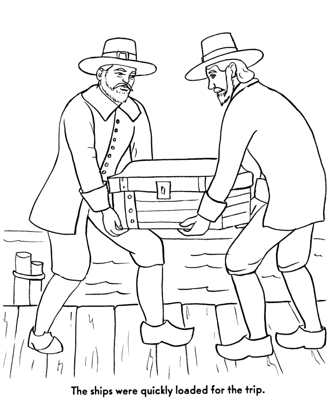 The pilgrims coloring pages pilgrims load the ships in coloring pages usa