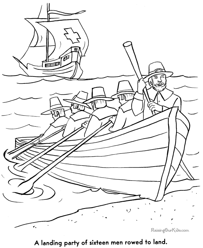 Pilgrim landing party coloring page