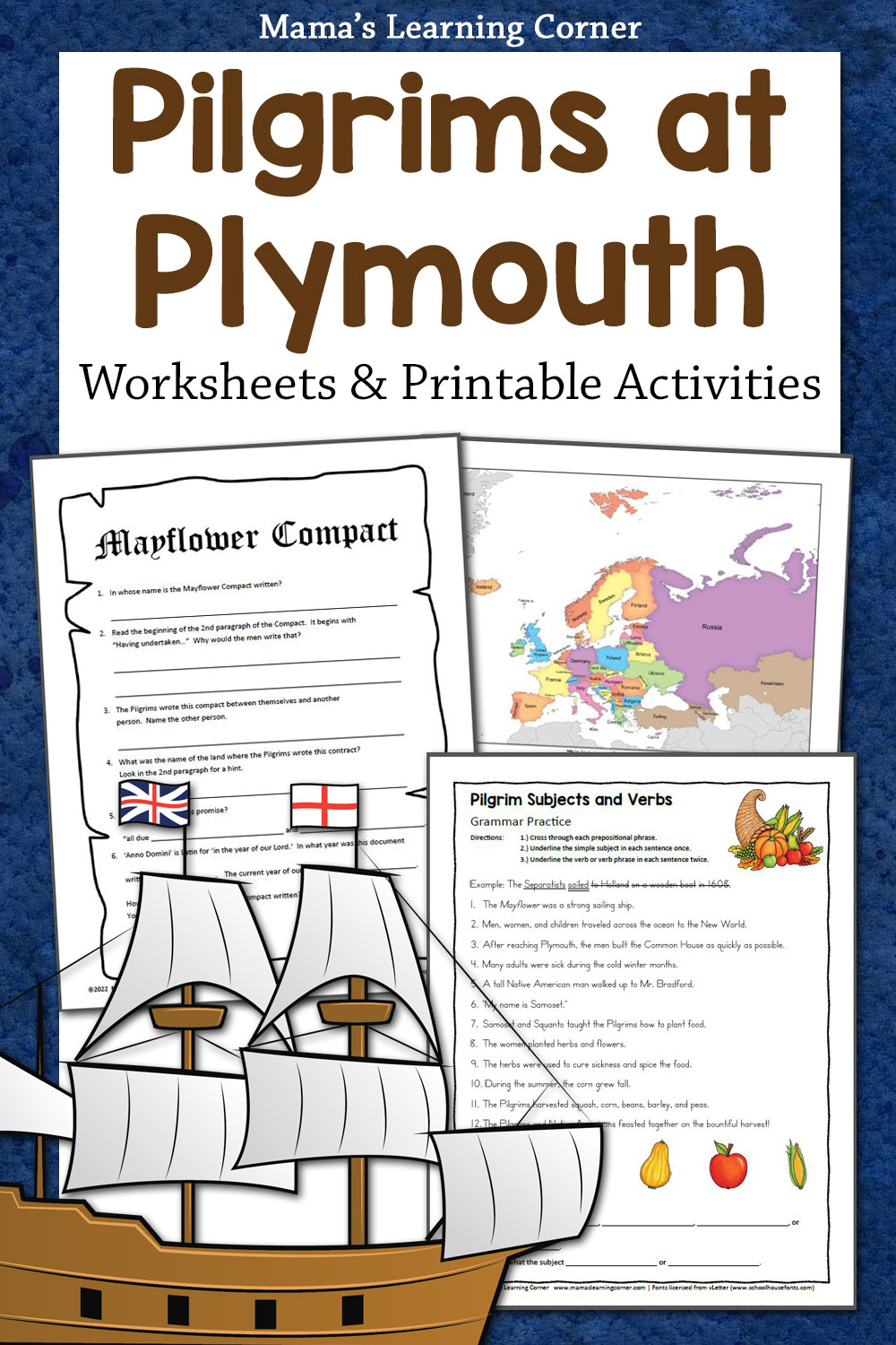 Pilgrims thanksgiving worksheets for nd