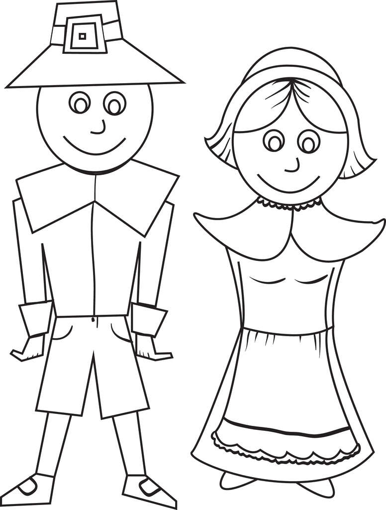 Printable thanksgiving pilgrim coloring page for kids â