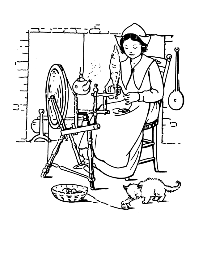 Pilgrim thanksgiving coloring page sheets