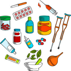 Medicine sketch vector images over