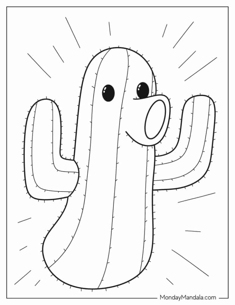 Cactus coloring pages free pdf printables