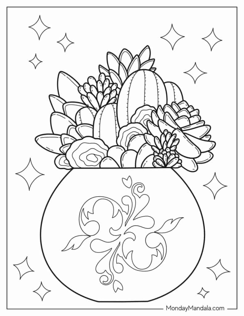 Cactus coloring pages free pdf printables