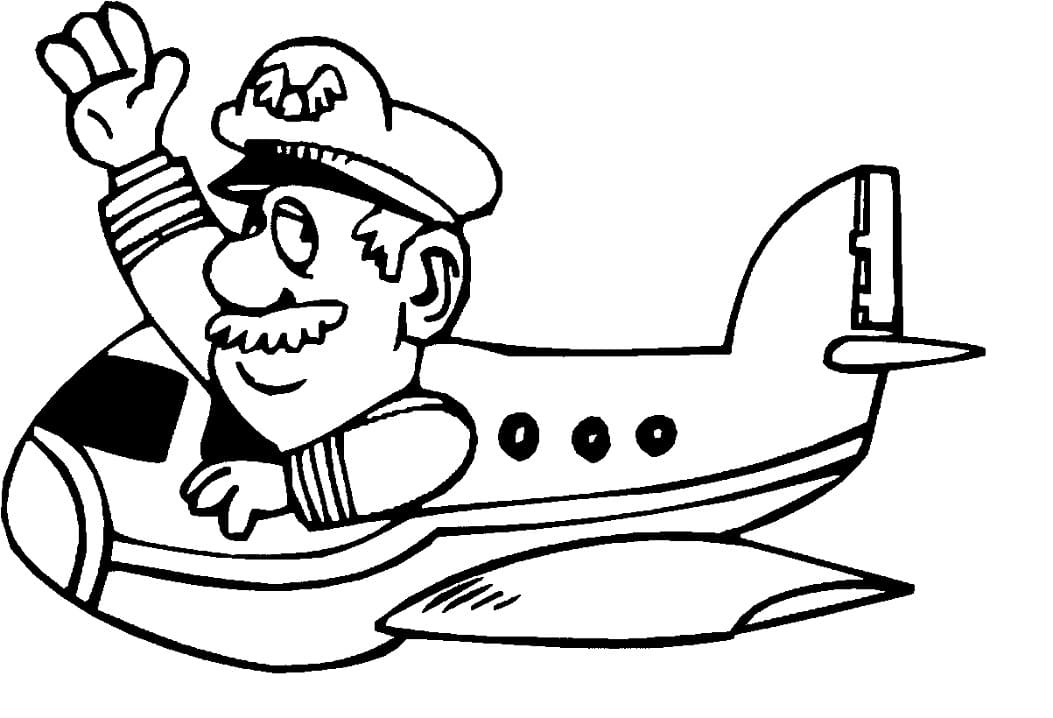 Pilot is waving hand coloring page