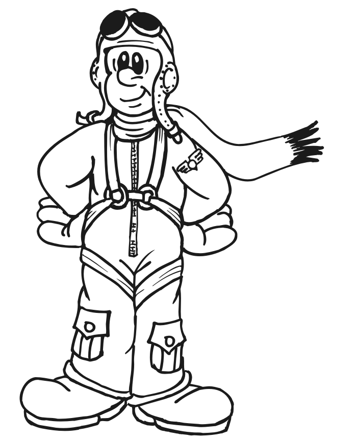 Pilot coloring page retro pilot suit