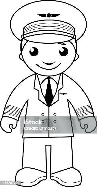 Pilot coloring page for kids stock illustration