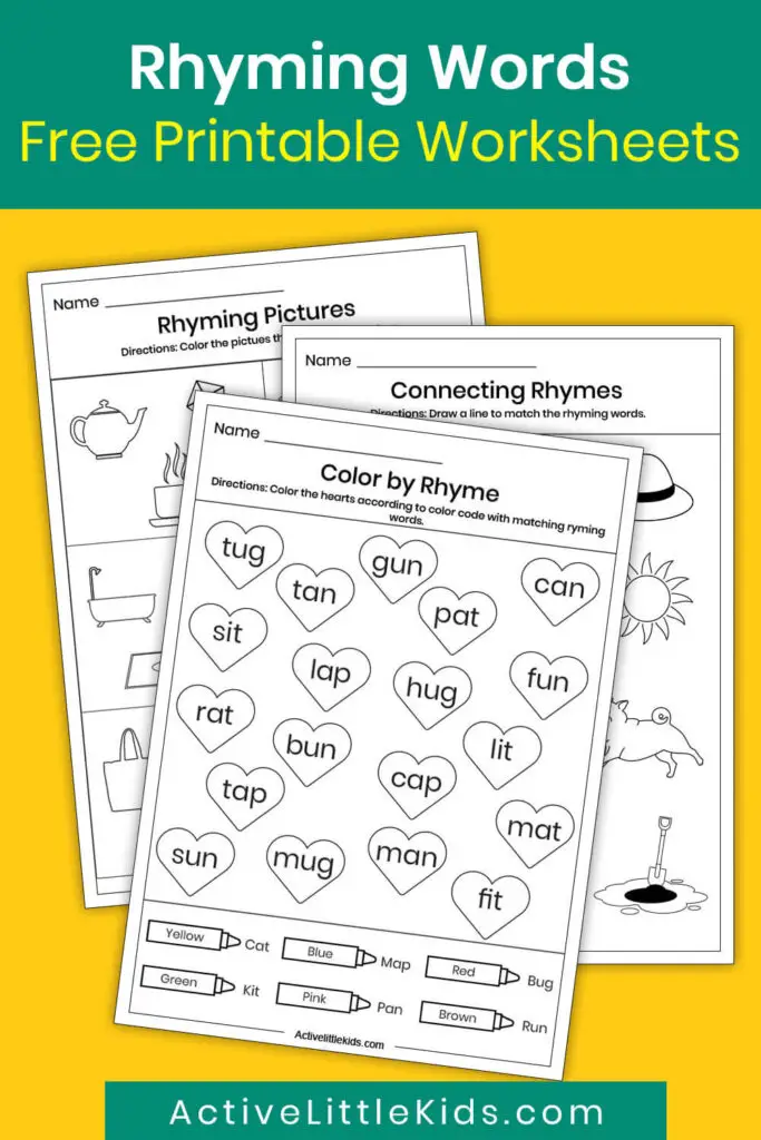 Free rhyming words worksheets for kindergarten