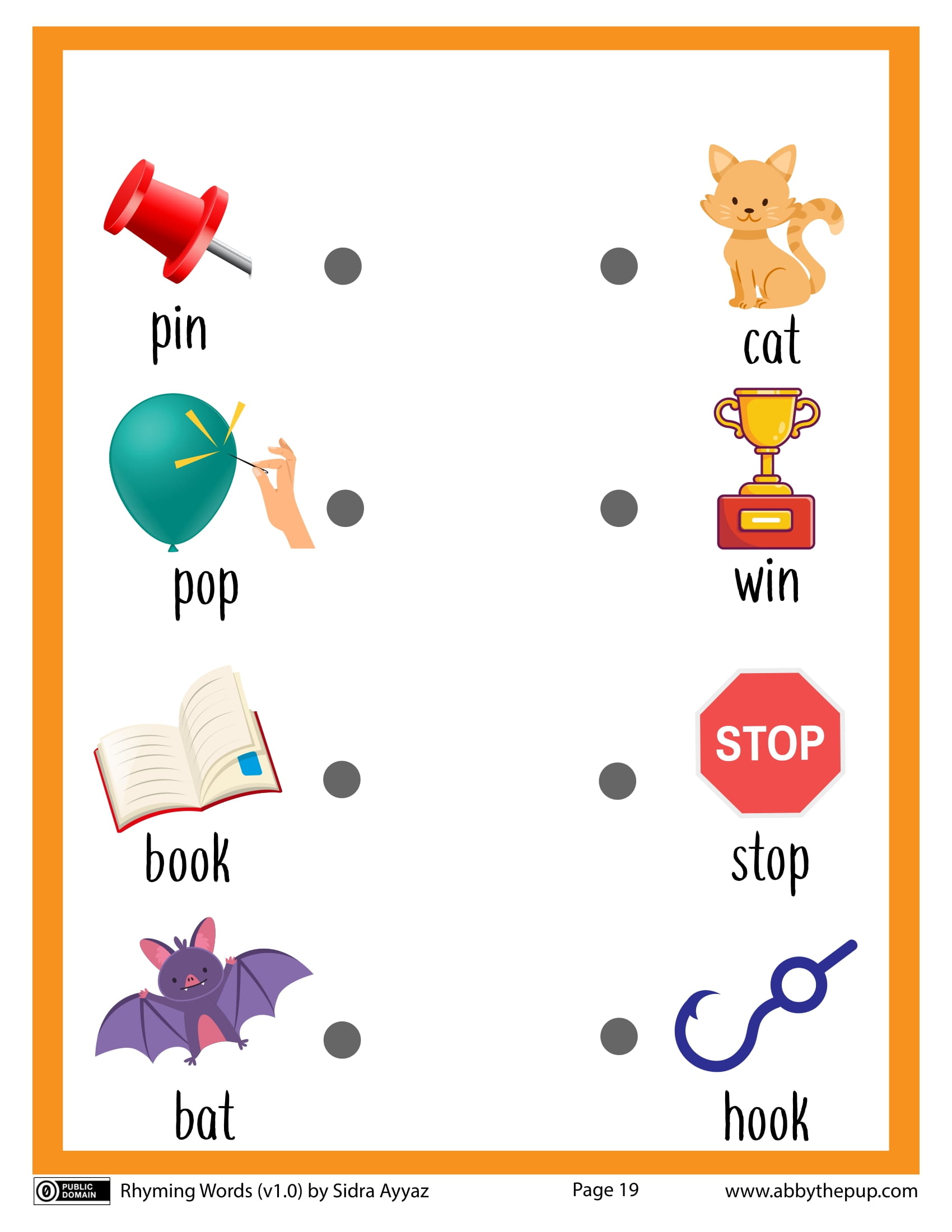 Match english rhyming words worksheet free printable puzzle games