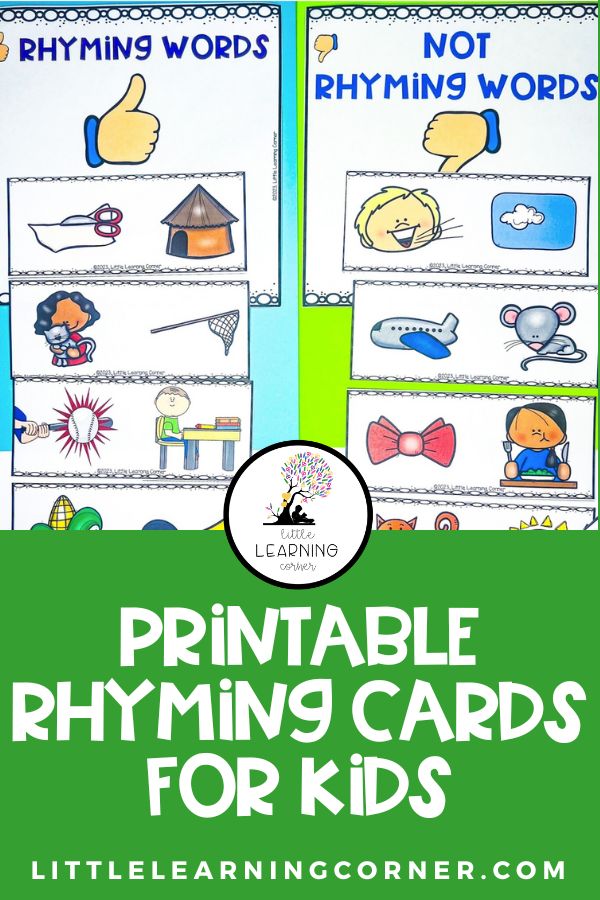 Printable rhyming cards free game and activity ideas for kids