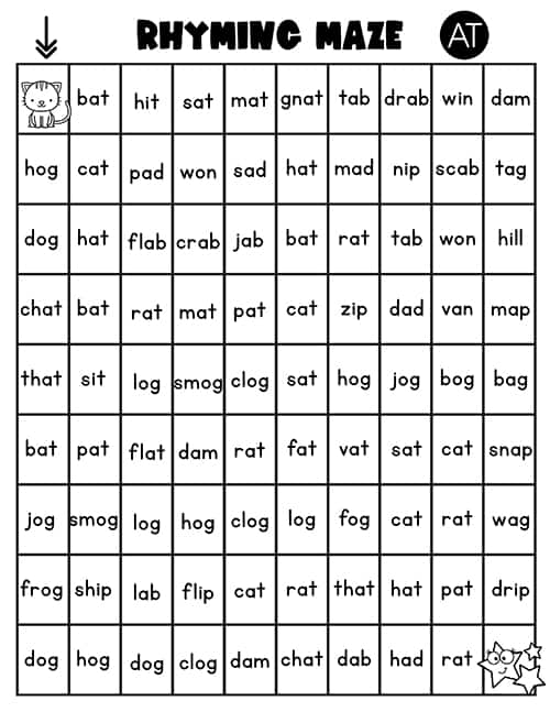 Rhyming worksheets for kindergarten