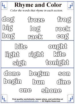 Rhyming word coloring rhyming words rhyming worksheet rhyming words worksheets