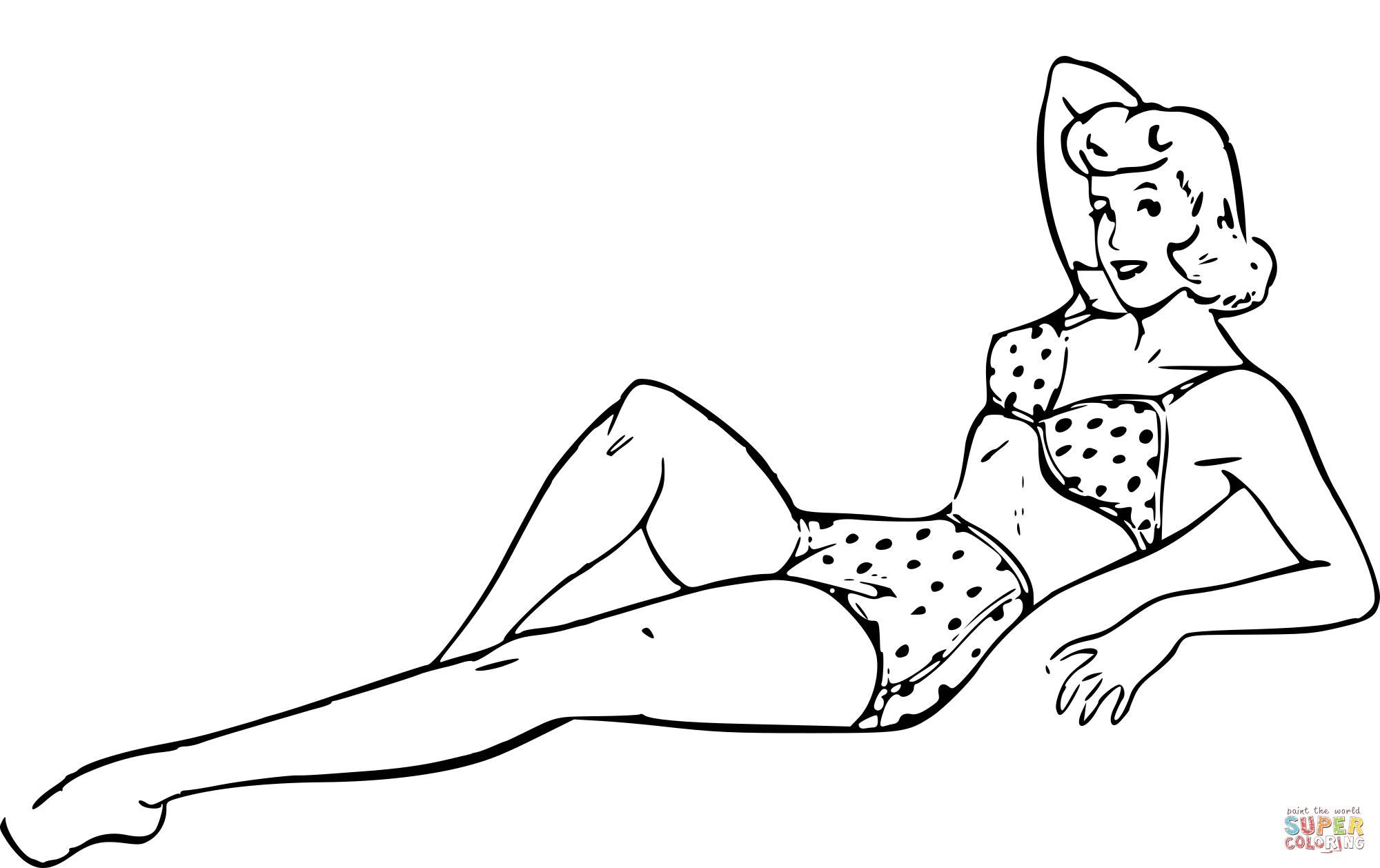 Retro bikini coloring page free printable coloring pages