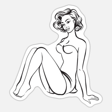 Pin up girl coloring page sticker