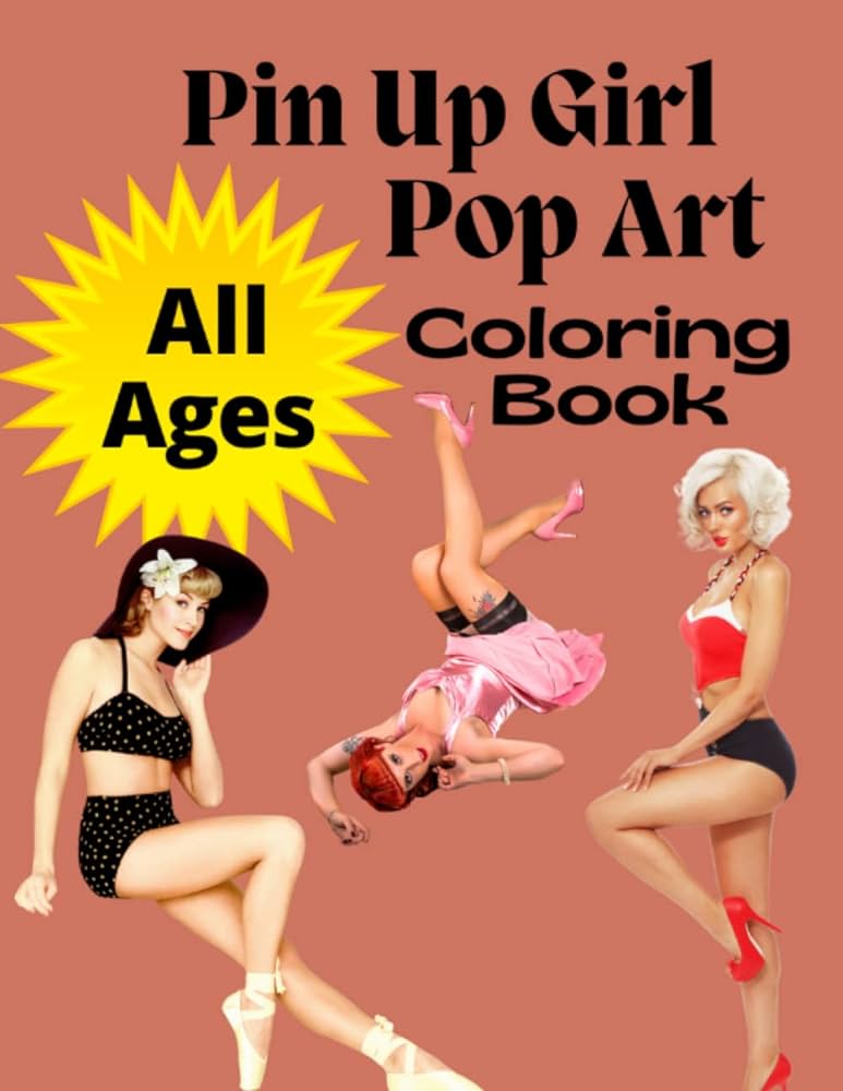 Pin up girl pop art coloring book page vintage pop art designs