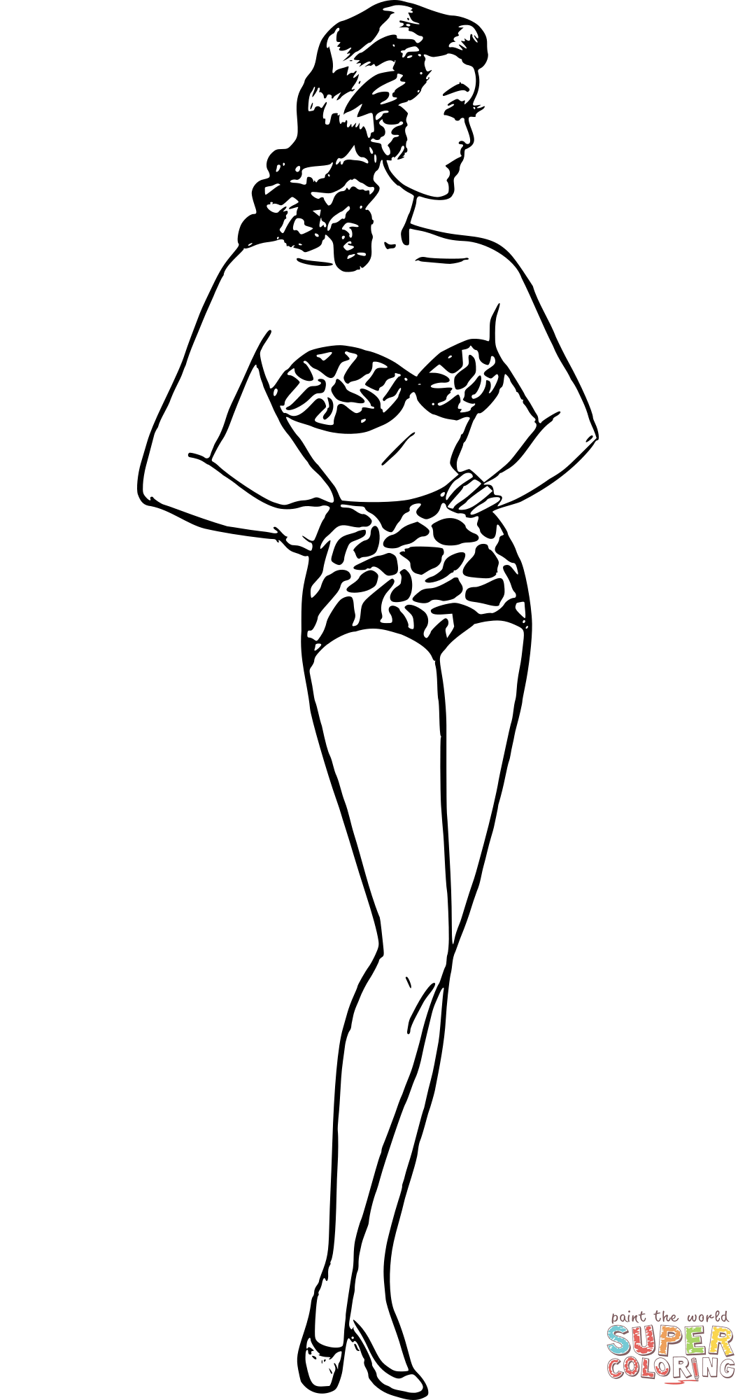 Retro bikini or underwear coloring page free printable coloring pages