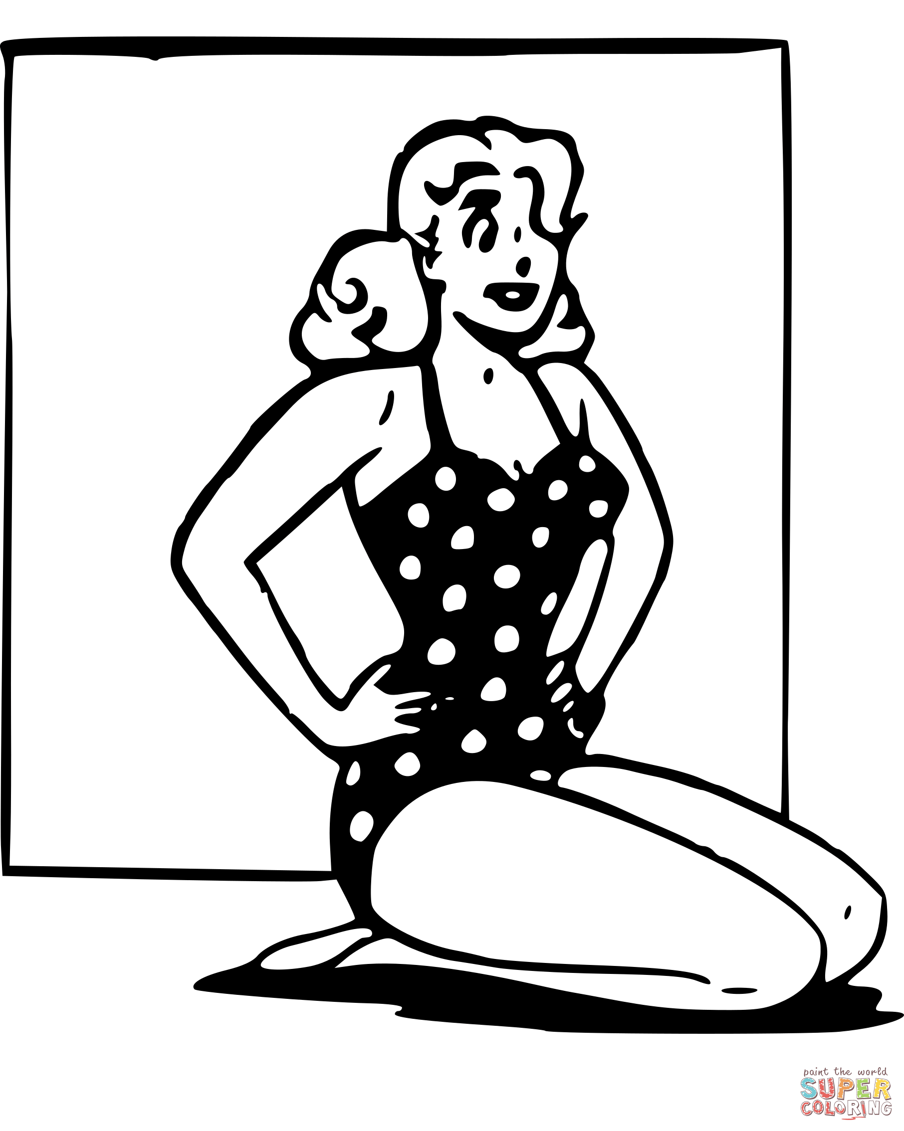 Swimsuit pin up pose coloring page free printable coloring pages