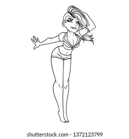 Coloring book cartoon girl swimsuit stock vector royalty free