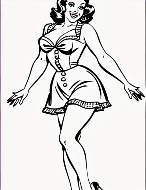 Vintage pin up girl coloring page