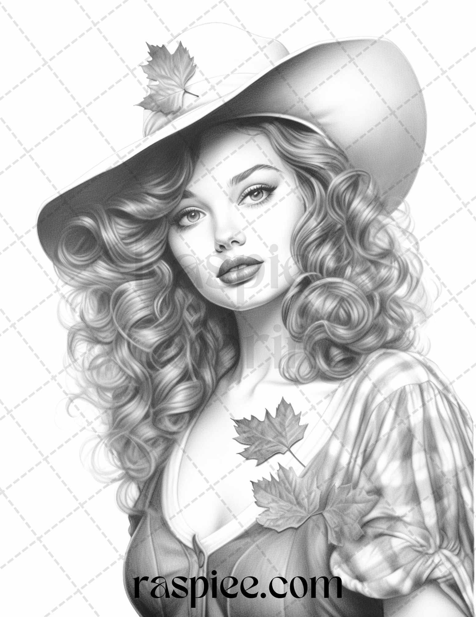 Autumn pin up girls grayscale coloring pages printable for adults â coloring